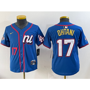 MLB Dodgers 17 Shohei Ohtani Blue National League 2025 All Star Nike Cool Base Youth Jersey