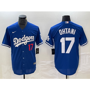 MLB Dodgers 17 Shohei Ohtani Blue Nike Cool Base Men Jersey
