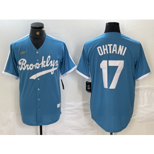 MLB Dodgers 17 Shohei Ohtani Blue Nike Cool Base Men Jersey