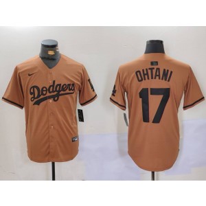 MLB Dodgers 17 Shohei Ohtani Brown Cool Base Men Jersey