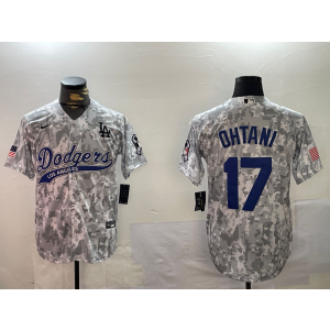 MLB Dodgers 17 Shohei Ohtani Camo Nike Cool Base Men Jersey
