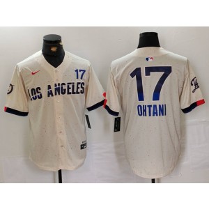 MLB Dodgers 17 Shohei Ohtani Cream 2024 City Connect Nike Cool Base Men Jersey