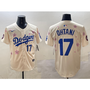 MLB Dodgers 17 Shohei Ohtani Cream 2025 Tokyo Series Nike Cool Base Men Jersey