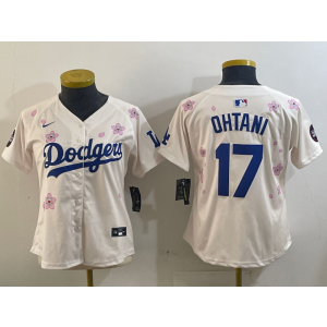 MLB Dodgers 17 Shohei Ohtani Cream 2025 Tokyo Series Nike Cool Base Women Jersey