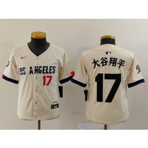 MLB Dodgers 17 Shohei Ohtani Cream Nike Cool Base Women Jersey