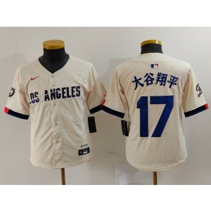 MLB Dodgers 17 Shohei Ohtani Cream Nike Cool Base Youth Jersey