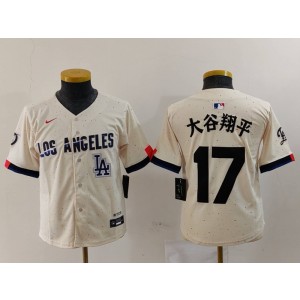 MLB Dodgers 17 Shohei Ohtani Crean Cool Base Women Jersey