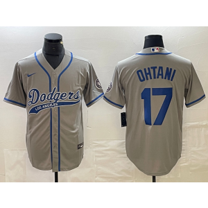 MLB Dodgers 17 Shohei Ohtani Grey Baseball Nike Cool Base Men Jersey 1