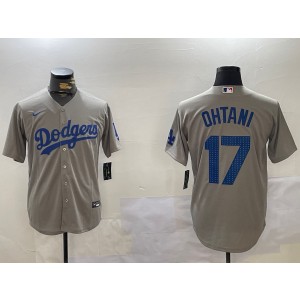 MLB Dodgers 17 Shohei Ohtani Grey Nike Cool Base Men Jersey