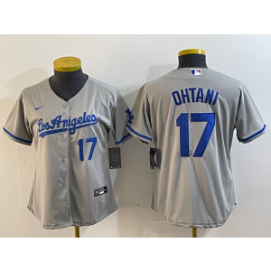 MLB Dodgers 17 Shohei Ohtani Grey Nike Cool Base Youth Jersey