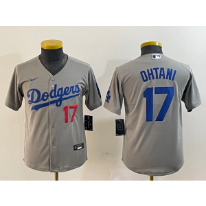 MLB Dodgers 17 Shohei Ohtani Grey Nike Cool Base Youth Jersey