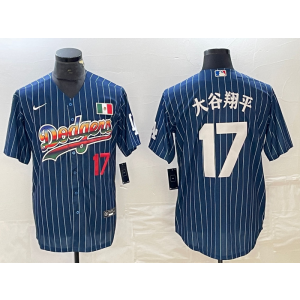 MLB Dodgers 17 Shohei Ohtani Rainbow Blue Nike Cool Base Men Jersey