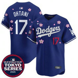 MLB Dodgers 17 Shohei Ohtani Royal 2025 Tokyo Series Nike Cool Base Men Jersey