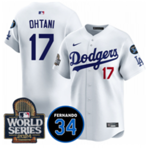 MLB Dodgers 17 Shohei Ohtani White 2024 2024 World Series Nike Cool Base Men Jersey with 34 Patch
