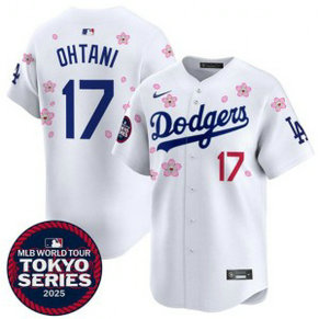 MLB Dodgers 17 Shohei Ohtani White 2025 Tokyo Series Nike Cool Base Men Jersey