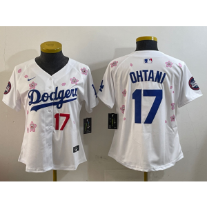 MLB Dodgers 17 Shohei Ohtani White 2025 Tokyo Series Nike Cool Base Women Jersey 1
