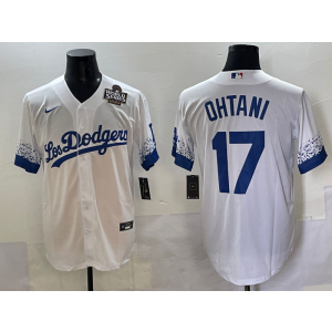 MLB Dodgers 17 Shohei Ohtani White 2025 World Series Nike Cool Base Men Jersey