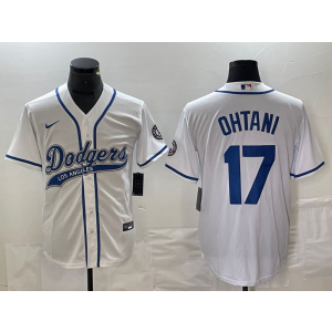 MLB Dodgers 17 Shohei Ohtani White Baseball Nike Cool Base Men Jersey
