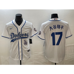 MLB Dodgers 17 Shohei Ohtani White Baseball Nike Cool Base Men Jersey