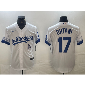MLB Dodgers 17 Shohei Ohtani White City Connect Cool Base Men Jersey
