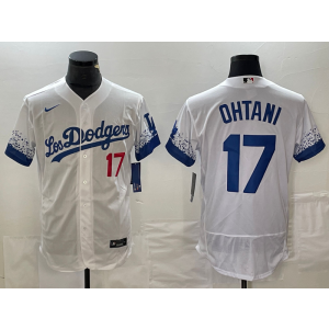 MLB Dodgers 17 Shohei Ohtani White City Connect Flexbase Men Jersey