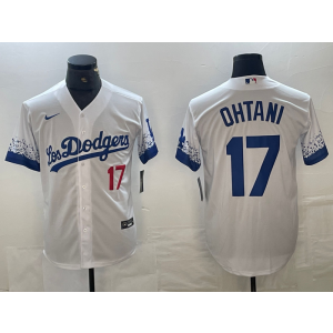 MLB Dodgers 17 Shohei Ohtani White City Connect Nike Cool Base Men Jersey