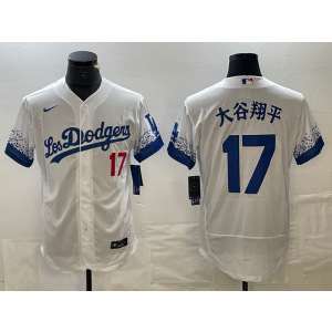 MLB Dodgers 17 Shohei Ohtani White City Connect Nike Flexbase Men Jersey
