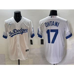 MLB Dodgers 17 Shohei Ohtani White City Nike Cool Base Men Jersey