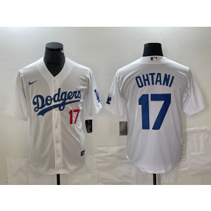 MLB Dodgers 17 Shohei Ohtani White Nike Cool Base Men Jersey