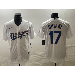 MLB Dodgers 17 Shohei Ohtani White Nike Cool Base Men Jersey
