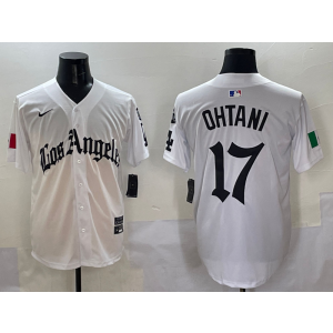 MLB Dodgers 17 Shohei Ohtani White Nike Cool Base Men Jersey