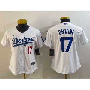 MLB Dodgers 17 Shohei Ohtani White Nike Cool Base Women Jersey