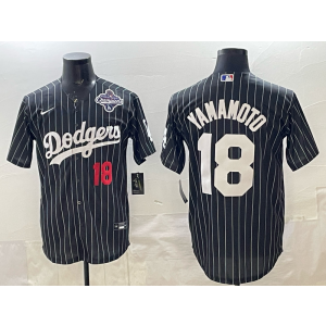 MLB Dodgers 18 Yamamoto Black 2025 World Series Champion Nike Cool Base Men Jersey