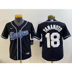 MLB Dodgers 18 Yamamoto Black Nike Cool Base Women Jersey