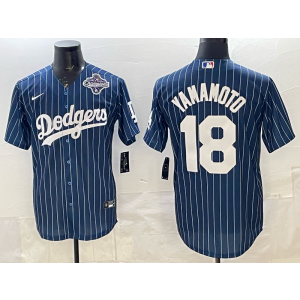 MLB Dodgers 18 Yamamoto Blue 2025 World Series Champion Nike Cool Base Men Jersey 2