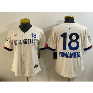 MLB Dodgers 18 Yamamoto Cream Nike Cool Base Women Jersey
