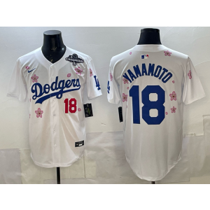 MLB Dodgers 18 Yamamoto White 2025 World Series Champion Nike Cool Base Men Jersey