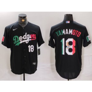 MLB Dodgers 18 Yoshinobu Yamamoto Black Mexico Nike Cool Base Men Jersey