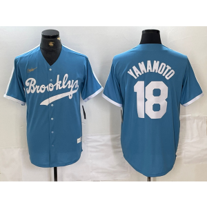 MLB Dodgers 18 Yoshinobu Yamamoto Blue Cool Base Jersey