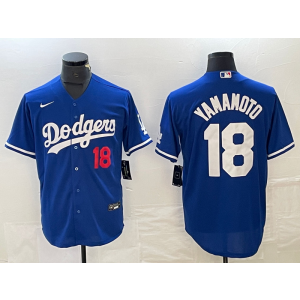 MLB Dodgers 18 Yoshinobu Yamamoto Blue Nike Cool Base Men Jersey