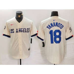 MLB Dodgers 18 Yoshinobu Yamamoto Cream 2024 City Connect Nike Cool Base Men Jersey