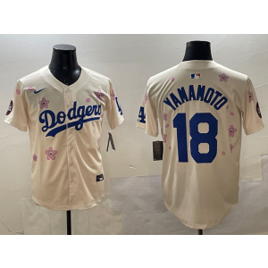 MLB Dodgers 18 Yoshinobu Yamamoto Cream 2025 Tokyo Series Nike Cool Base Men Jersey
