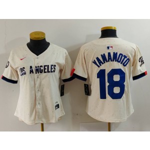 MLB Dodgers 18 Yoshinobu Yamamoto Cream Nike Cool Base Youth Jersey