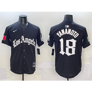 MLB Dodgers 18 Yoshinobu Yamamoto New Black Nike Cool Base Men Jersey