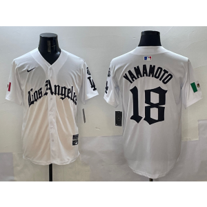 MLB Dodgers 18 Yoshinobu Yamamoto New White Nike Cool Base Men Jersey