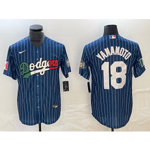 MLB Dodgers 18 Yoshinobu Yamamoto Throwback Blue Nike Cool Base Men Jersey