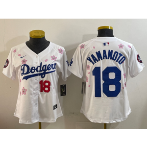 MLB Dodgers 18 Yoshinobu Yamamoto White 2025 Tokyo Series Nike Cool Base Youth Jersey