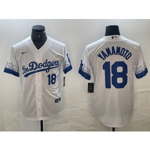MLB Dodgers 18 Yoshinobu Yamamoto White City Connect Cool Base Men Jersey