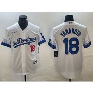 MLB Dodgers 18 Yoshinobu Yamamoto White City Connect Nike Cool Base Men Jersey