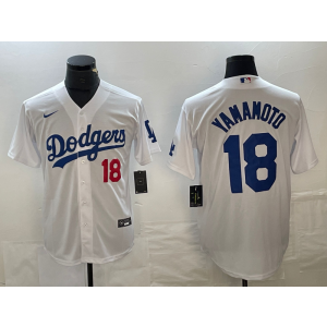 MLB Dodgers 18 Yoshinobu Yamamoto White Nike Cool Base Men Jersey